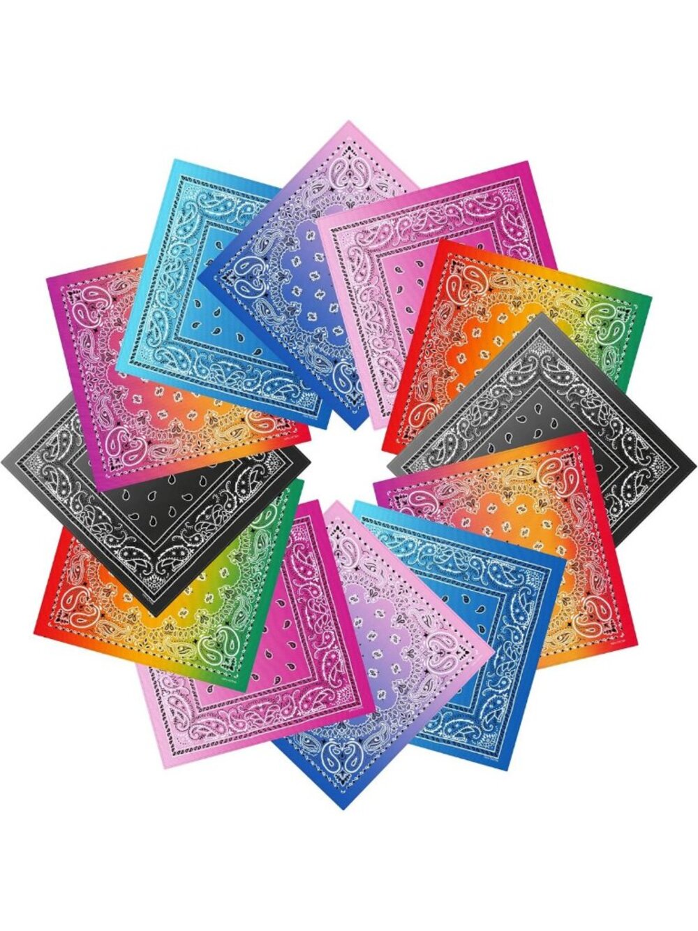 12Pcs Paisley Cotton Bandana Set | Stylish Printed Head Scarves for Fashion